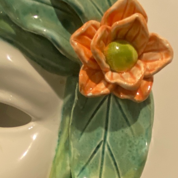 Ceramic Art Pottery Girl Flowers Face Mask Wall Decor Hand-Painted - Picture 2 of 9